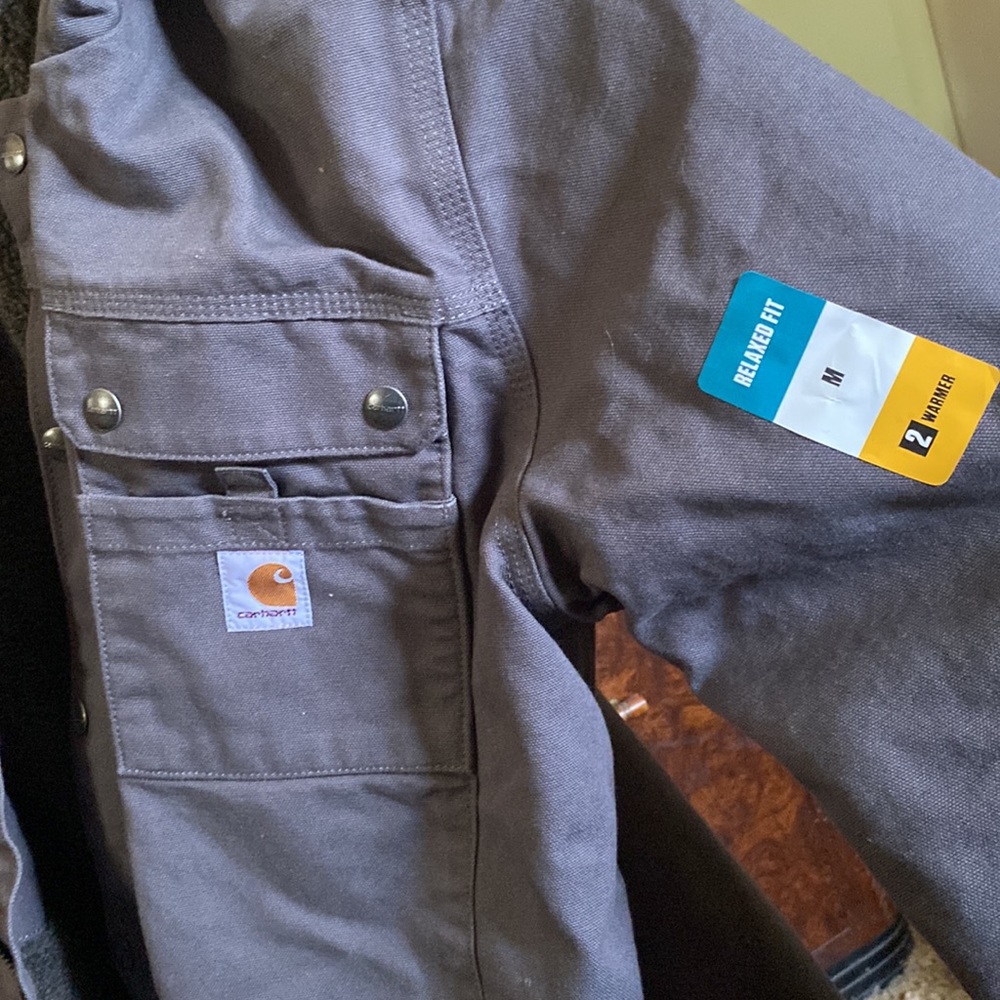 Men’s medium grey Carhartt jacket, never worn, washed duck Sherpa, relaxed fit